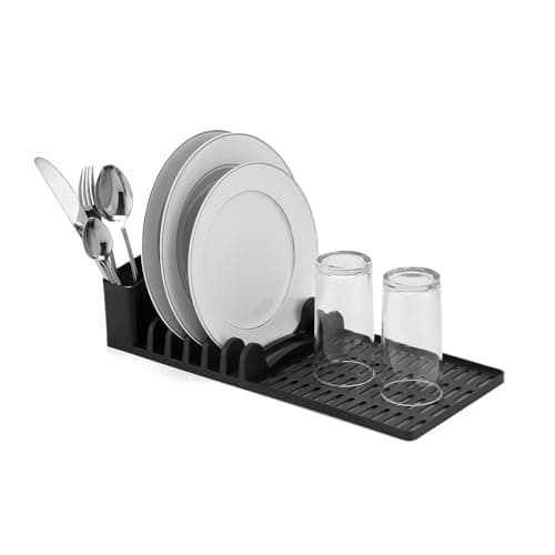 Escorredor de Louça DASPLAST Slim para 6 Pratos, Talheres e Copos, Compacto para Cozinha, Preto, Design Alongado
