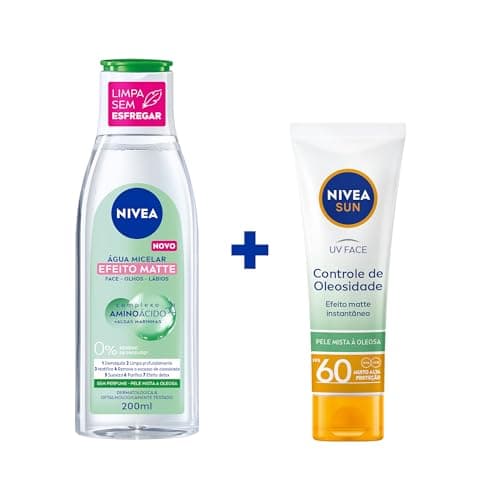 NIVEA Kit Água Micelar Solução de Limpeza 7 em 1 Efeito Matte 200ml + NIVEA Sun UV Face Controle de Oleosidade FPS 60 50ML