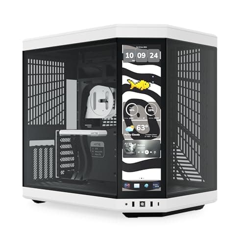 Gabinete Gamer Hyte Y70 Touch Infinite Panda Mid Tower ATX Tela LCD Touch 4K 14,1" Branco e Preto