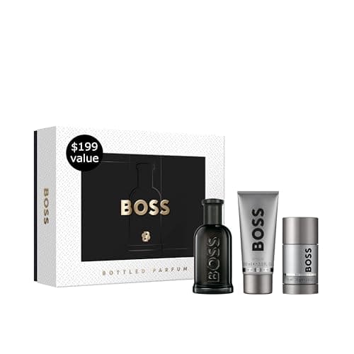 Kit Perfume Masculino Hugo Boss Bottled Parfum Amadeirado Âmbar 3 Itens | Eau de Parfum 100ml Itens de 100ml e 75ml