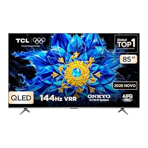 Smart TV TCL Advanced 85″ QLED 4K P8L – 144Hz, Slim, Canais grátis, HDR10+ HLG, Dolby Atmos + Vision IQ, Som ONKYO Hi-Fi 2.1 canais com Subwoofer integrado, Google TV e Assistente – 85P8L