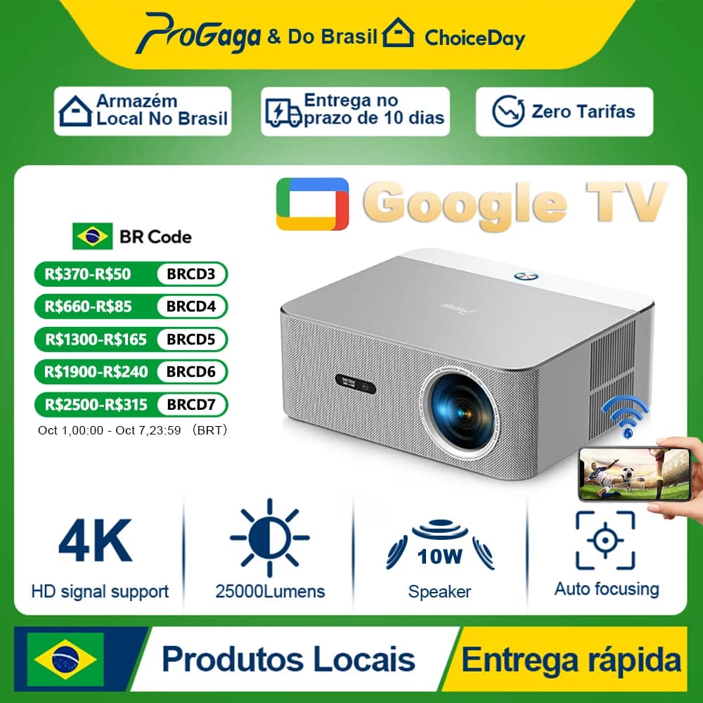 Projetor 4K PG610ATV 2500 ANSI Foco Automático