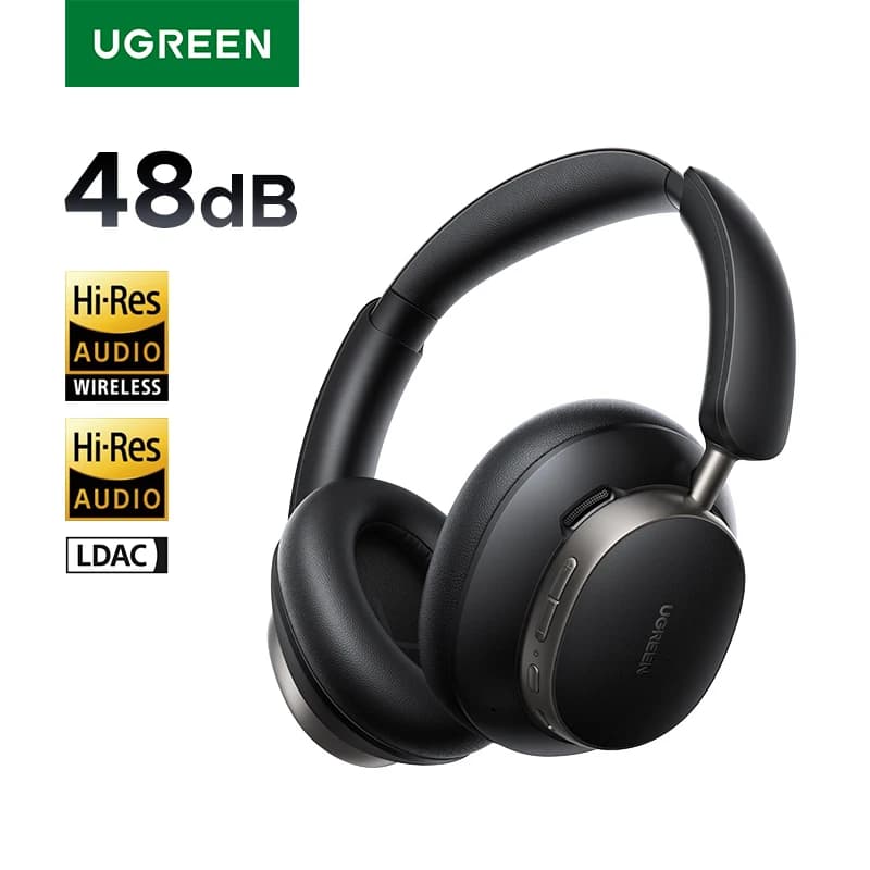 Headphone Wireless UGREEN Studio Pro – 48dB Híbrid ANC Over-ear LDAC Hi-Res 120h Playtime Bluetooth 6.0, Dual Driver (40+12 mm), Premium, Latência Ultrabaixa, EQ App, Couro, Metal