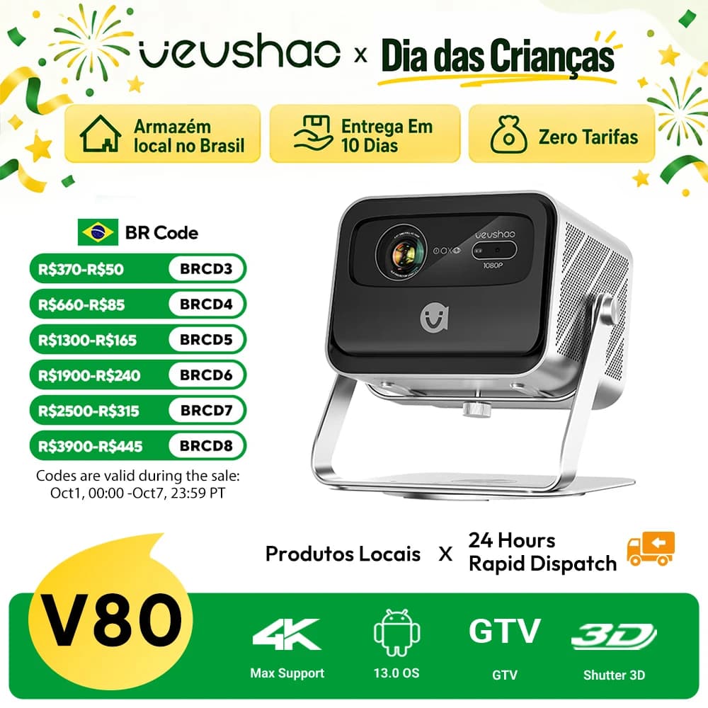 Vevshao v80 4k projetor completo hd1080p 2200 ânis lumens android 11.0 wifi 6 projetores de cinema em casa de vídeo co