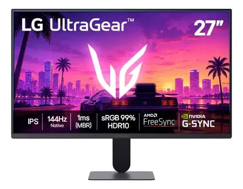 Monitor Gamer LG UltraGear 27″, FHD, IPS, 144Hz, 1ms (MBR), NVIDIA G-SYNC, AMD FreeSync, HDR10, 99% sRGB – 27G411B-B