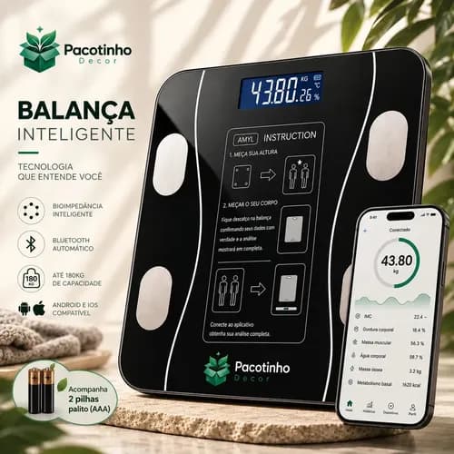 Balança Digital Smart Bioimpedância 180kg Bluetooth IMC