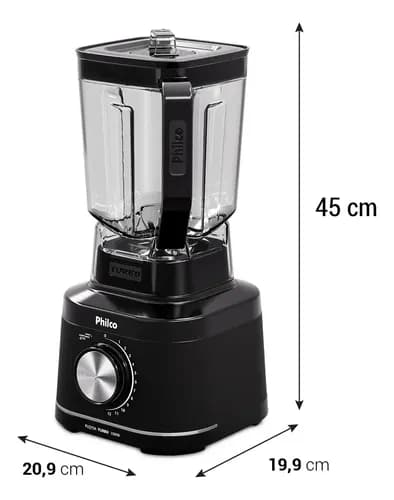 Liquidificador Philco 1500W 3,1L 12 Velocidades com 6 Lâminas PLQ15A