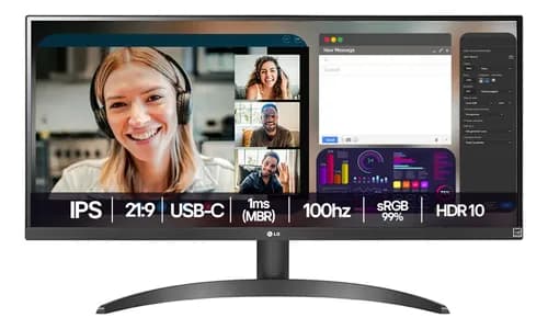 Monitor LG UltraWide - Tela IPS de 29" 21:9 HDR10 sRGB 99% 100Hz Preto- 29WQ500B