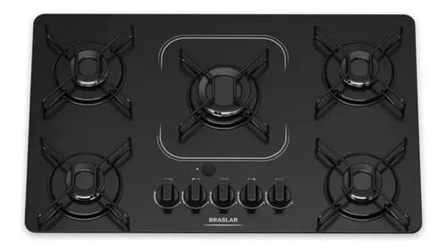 Fogão Cooktop Braslar 5 Bocas Preto 5 Queimadores