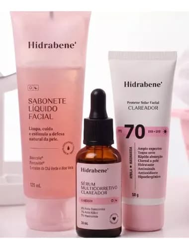Kit Hidrabene Clareador Sérum + Fps70 + Sabonete