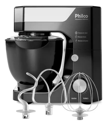 Batedeira Planetária Philco 900W 5L Preta 12 Velocidades PBP90A