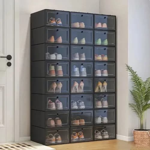 Kit 10 Caixas Organizadora Pretas Guardar Sapato Tênis