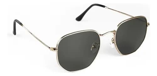 Óculos de Sol Saint Germain Dourado Harbor Aviador Uv400 Lente Preto