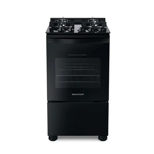 Fogão 4 Bocas Vidro Grade Dupla Bfo4vae Preto Brastemp