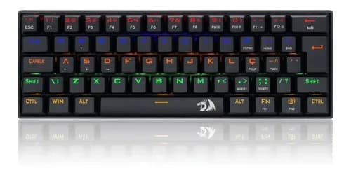 Teclado Gamer Redragon Lakshmi, Rainbow, Switch Redragon MK II Brown, Layout 60%, ABNT2, Preto – K606R (PT-BROWN)