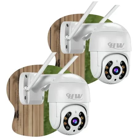 Kit 2 Câmeras Segurança Ip Interna Externa Wifi iCSee Infravermelho Prova D’Água - HW