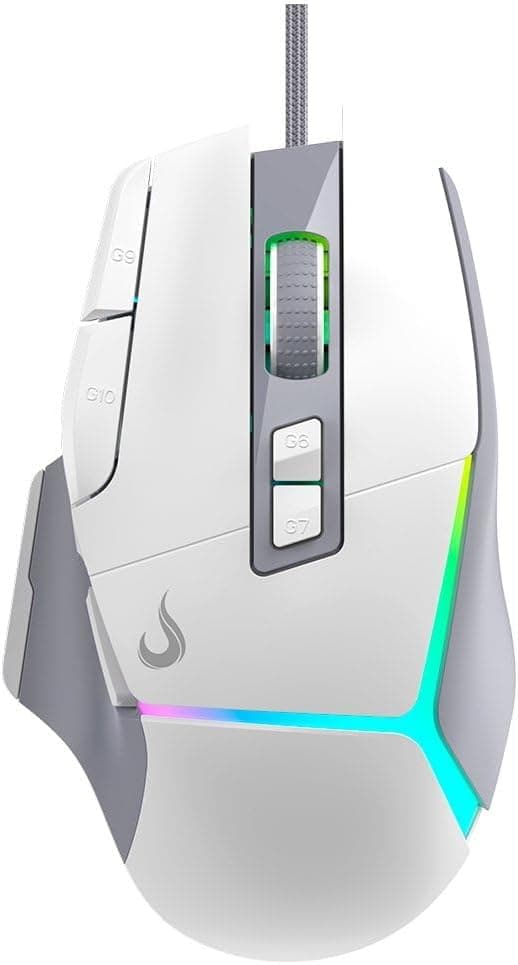 Mouse Gamer Rise Mode Laser Pro White RGB 16000 DPI 10 Botões Branco - RM-MG-LP-W