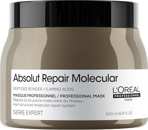 L'Oréal Professionnel Máscara Absolut Repair Molecular, Repara os Danos & Recupera a Força, Maciez & Desembaraço, Para cabelos danificados e muito danificados
