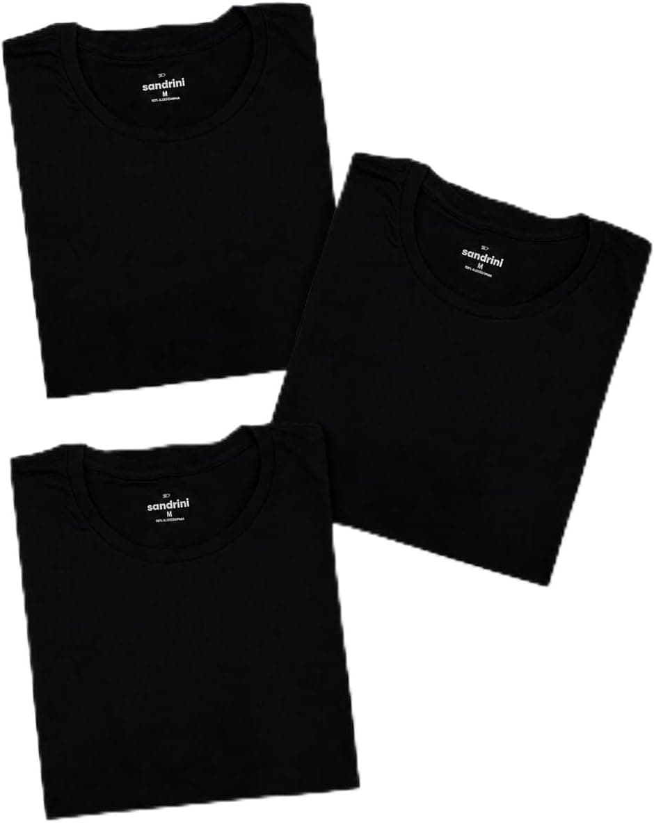 Kit 3 Camisetas Básicas Masculinas Sandrini Preto ou Sortido Algodão Premium Conforto Casual Dia a Dia