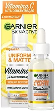 Sérum Facial Garnier Vitamina C Uniform & Matte Antimarcas, 15ml | Niacinamida, ácido salicílico, reduz marcas, efeito matte, controla oleosidade, textura Leve