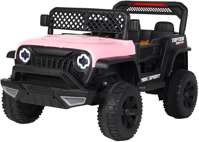 Bang Toys - Carrinho Elétrico Infantil Adventure 12V - com Luzes de LED, Sons, Entrada USB/MP3, Bluetooth, Controle Remoto - Suporta até 30kg - Cor Rosa