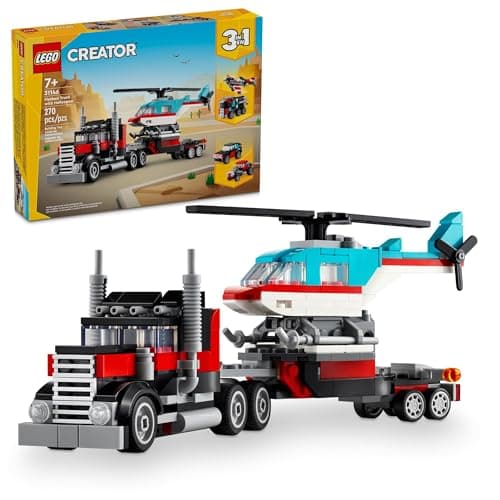 LEGO® Creator 3 em 1 – Caminhão Plataforma com Helicóptero Jogo de Carro Hot Rod 31146