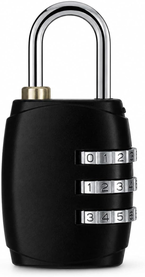 Cadeado Com Senha 3 Digitos Para Mala Mochila Armario E Academia Preto