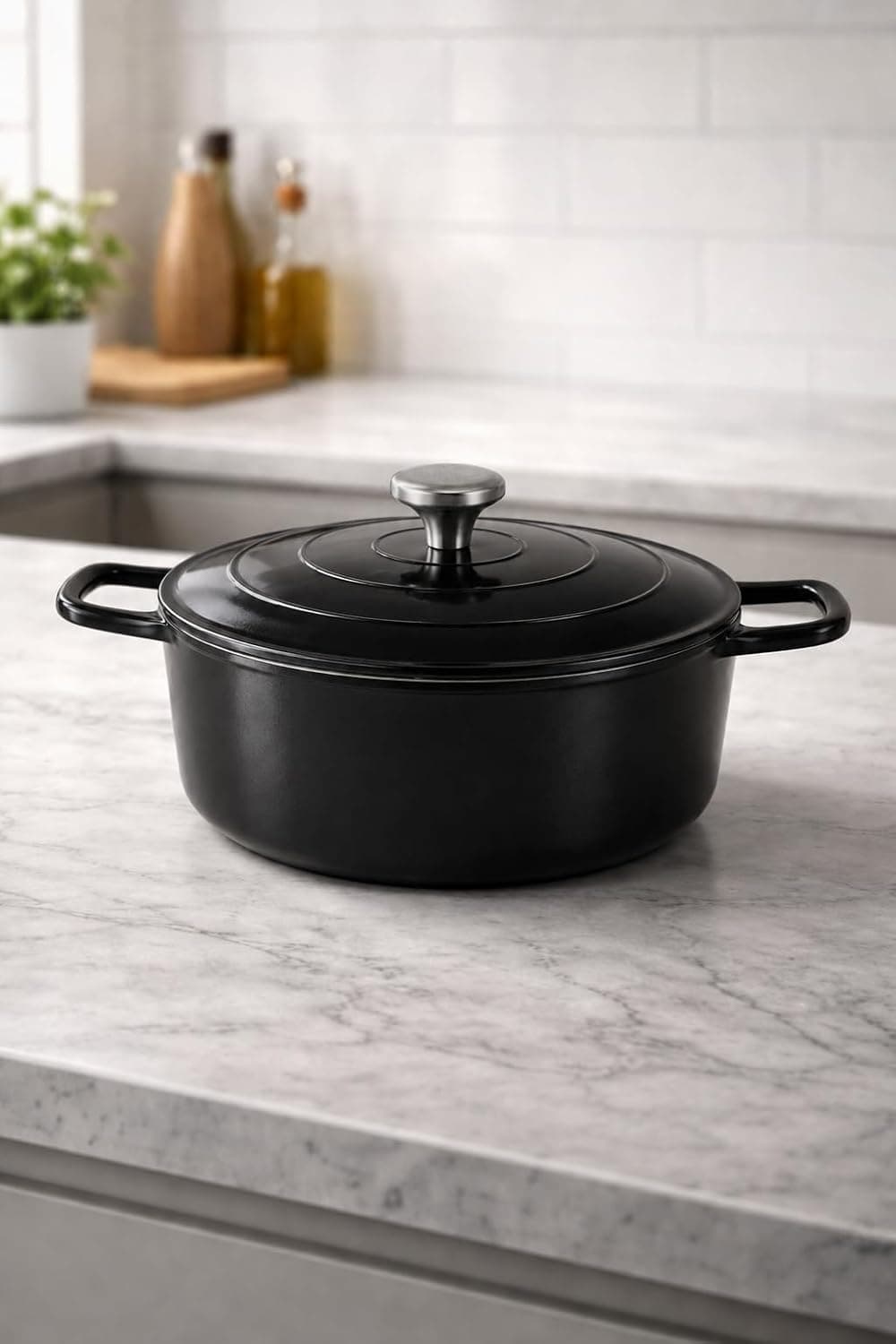 Caçarola 24cm 4,5l Antiaderente Com Tampa, Panela De Indução Com Revestimento Cerâmico, Alta Retenção De Calor, Cozimento Uniforme, Alças Reforçadas E Alta Durabilidade, Preta
