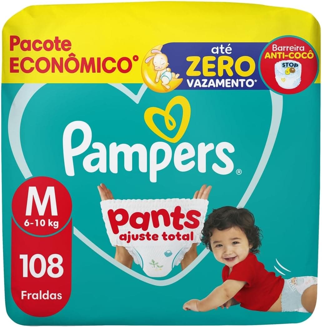 Fralda Pampers Pants Ajuste Total Tamanho M 108 Unidades