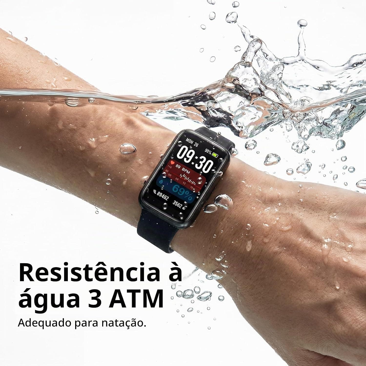 Smartband Inteligente Prova D'água Smartwatch Relógio Fb057 Para Homens E Mulheres, Preto