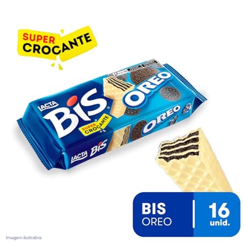 Wafer Oreo Cobertura Chocolate Branco Lacta Bis Pacote 100,8g