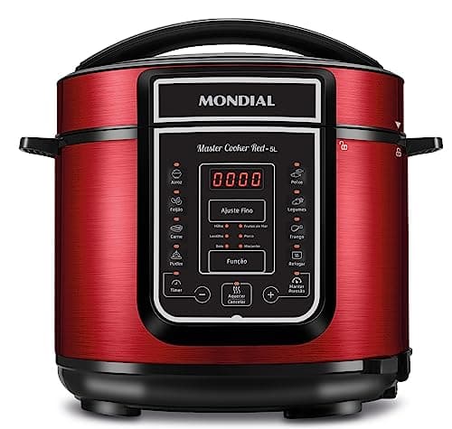 MONDIAL Panela de Pressão Elétrica Digital 5L VermelhoInox 900W 220V - PE-39