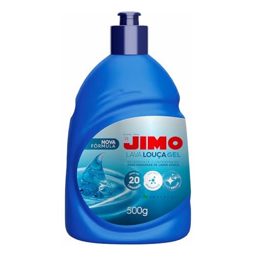 JIMO Lava Louca Gel Detergente Concentrado Desengordurante Super Brilho Limpeza Biodegradavel Rende 20 Lavagens 500g