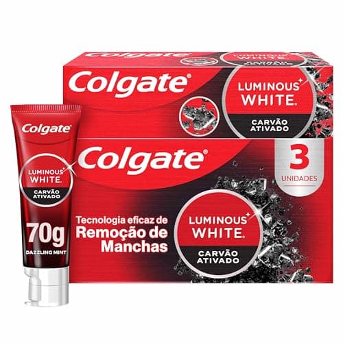 Colgate Luminous White Carvão Ativado Creme Dental Clareador 3x70g