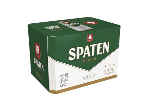 Cerveja Spaten, Puro Malte, Lata 350ml, Pack com 12 unidades