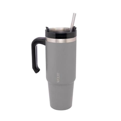 Caneca termica parede dupla slimterm com base ergonomica e canudo – wolff – 890ml