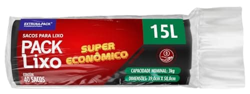 Sacos de Lixo Pack Lixo Super Econômico Preto 15 Litros