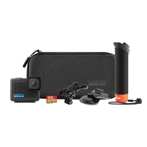 GoPro HERO Bundle – Kit Câmera de Ação Compacta 4K e Acessórios: Alça flutuante The Handler, cartão microSD de 64 GB, estojo de transporte, cabo de carregamento e Suportes
