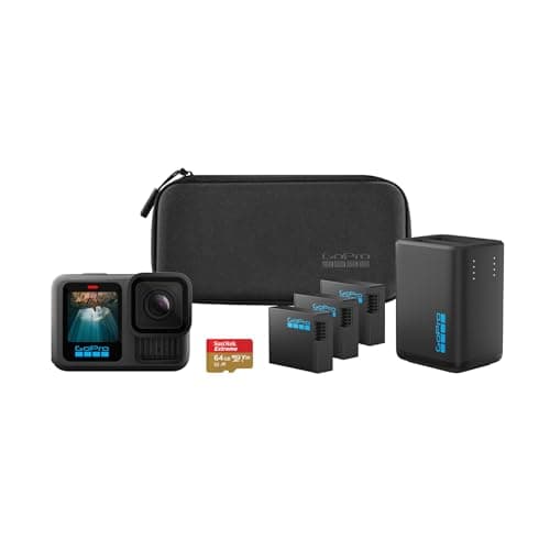 GoPro HERO13 Black Power Bundle – Kit com Câmera de Ação à Prova d’água 10m, 5.3K60, HLG HDR, 27MP, HyperSmooth 6.0, GPS, Wi-Fi 6 e Acessórios Extras, Baterias Enduro, Cartão de 64GB e Estojo